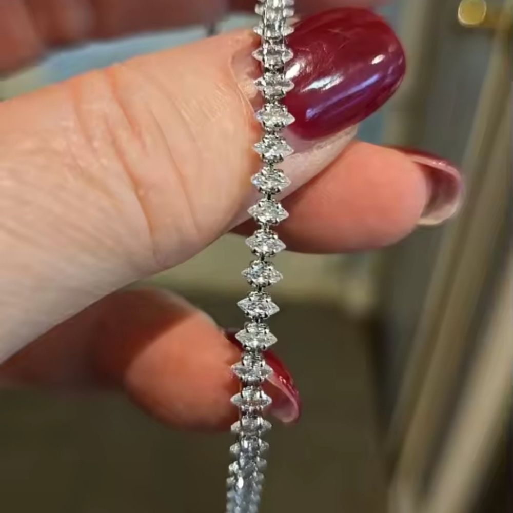 ▪︎ Marquise Oval Silver Tone Tennis zbracelet Bigger Stone NWPT